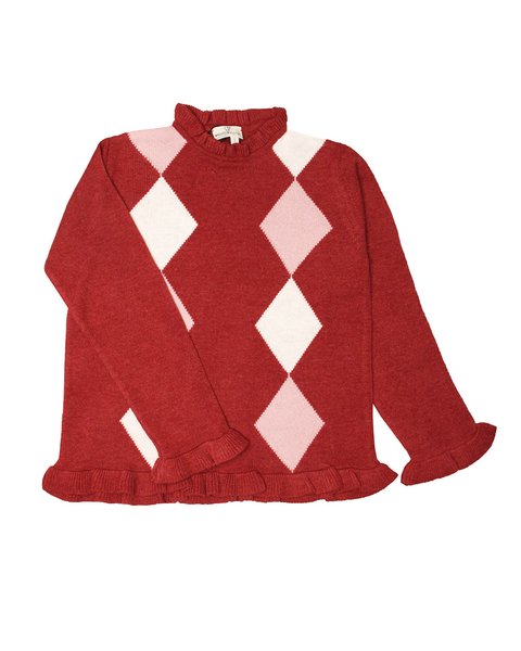 Maglia bambina rombi in pura lana merino ultrafine