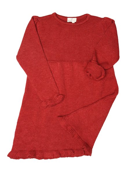 Abito in maglia rouches in pura lana merino ultrafine