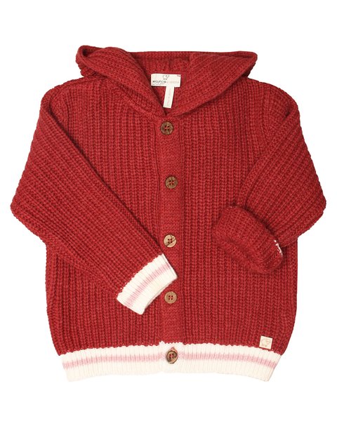 Giacca cappuccio riga bimbi in pura lana merino ultrafine