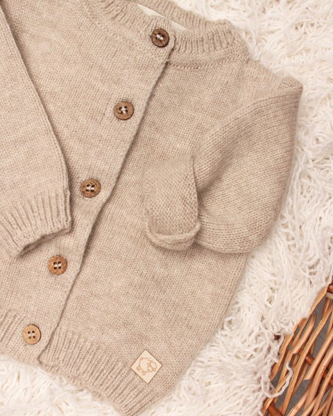Giacchina neonata cardata in pura lana merino ultrafine