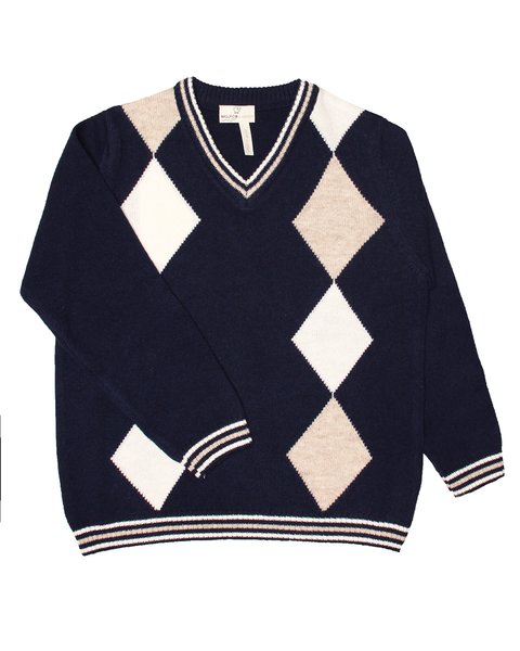 Maglia bambino rombi in pura lana merino ultrafine