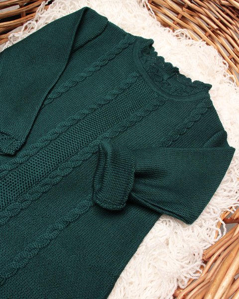 Vestitino neonata merletto in pura lana merino