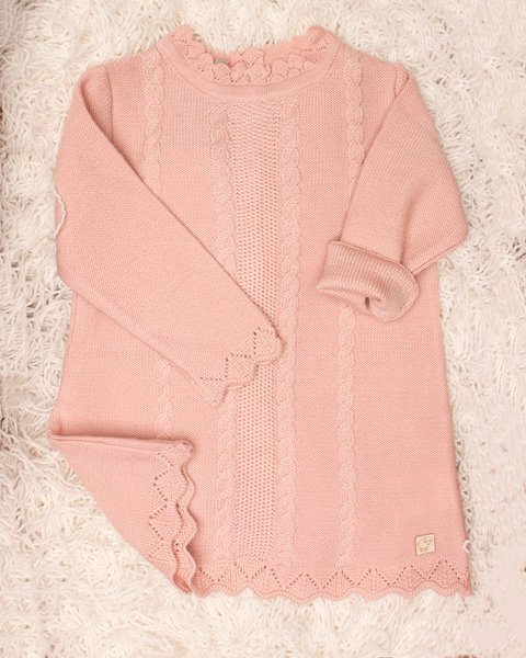 Vestitino neonata merletto in pura lana merino