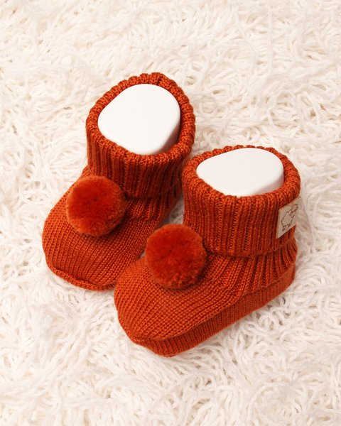 Scarpine per neonati pon pon in pura lana merino