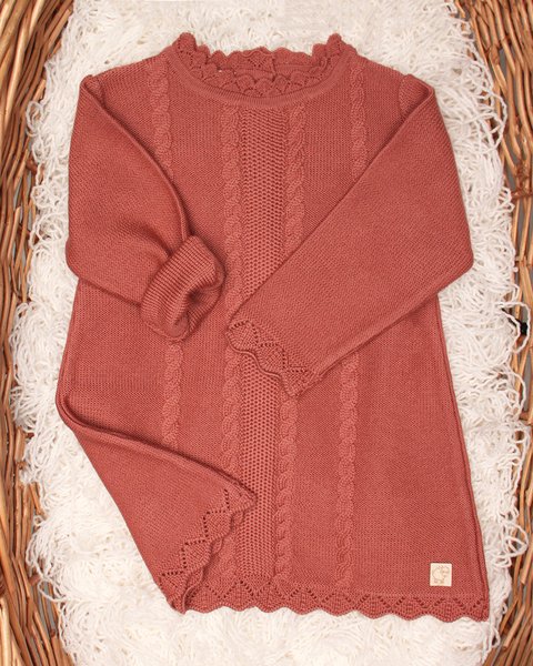 Vestitino neonata merletto in pura lana merino