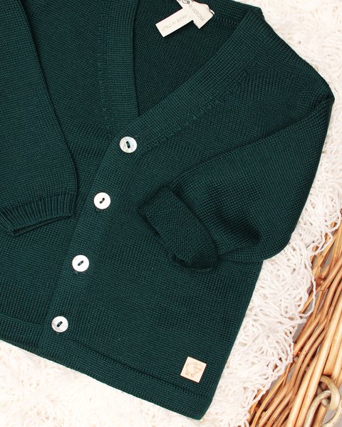Cardigan neonato v in pura lana merino