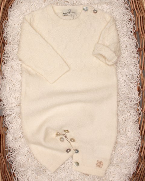 Tutina in maglia losanghe neonati in puro cashmere