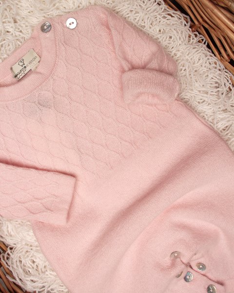 Tutina in maglia losanghe neonati in puro cashmere
