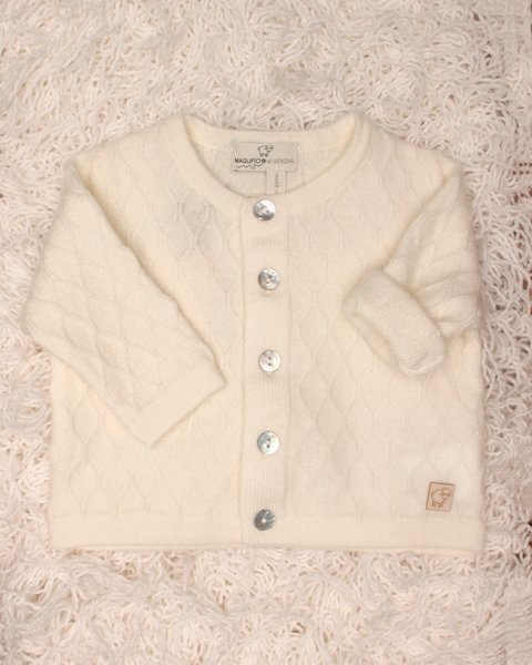 Giacca coreana neonati losanghe in puro cashmere
