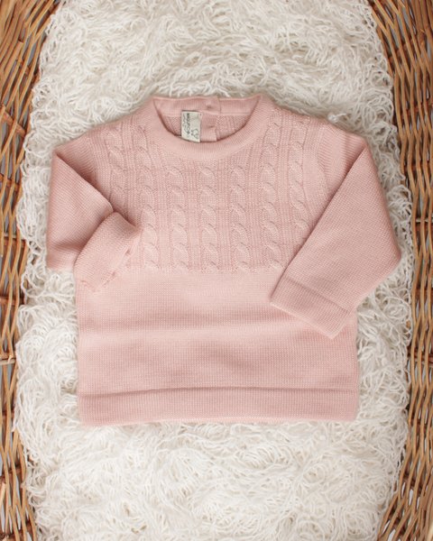 Maglioncino trecce pura lana merino