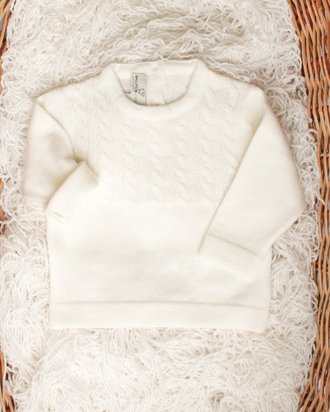 Maglioncino trecce pura lana merino