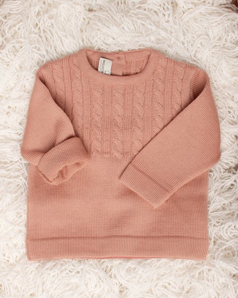 Maglioncino trecce pura lana merino