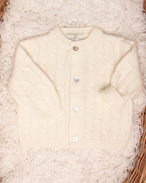 Giacchina trecce neonati in pura lana merino ultrafine