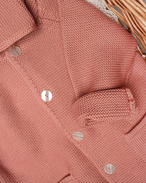 Giacca links  cappuccio pon pon in pura lana merino neonati