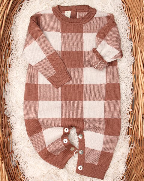 Tutina neonate vichy in pura lana merinos
