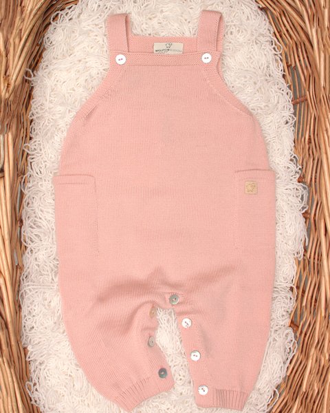 Salopette neonato taschine in pura lana merino