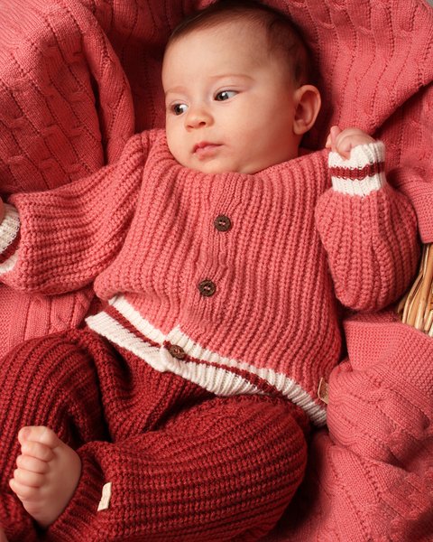 Completo neonati riga in pura lana merino ultrafine