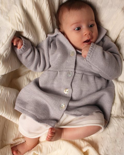 Cappottino neonata impero in pura lana merino