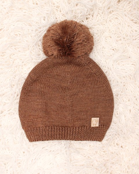 Berretto neonato pon pon pura lana