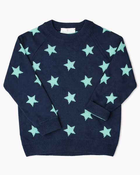 Maglia girocollo stelle bimba in puro cotone bio