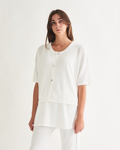 Cardigan morbido donna cotone-lino