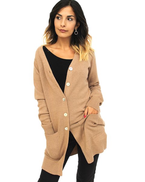 Cardigan lungo cashmere blend donna