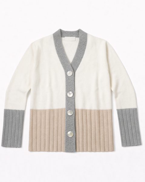 Cardigan tricolor in cashmere blend donna