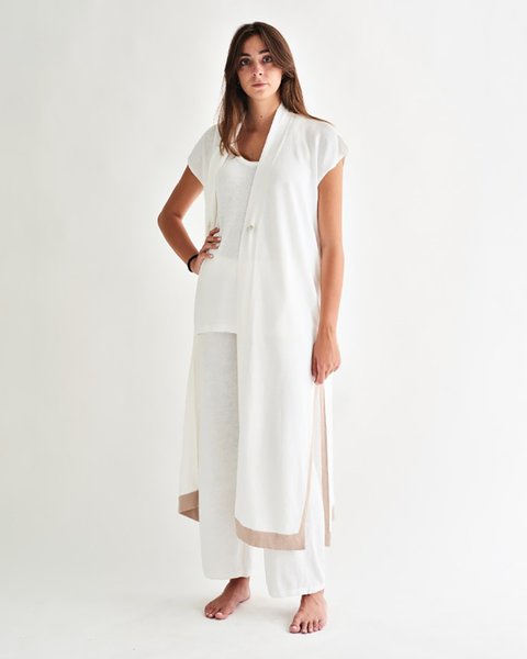 Gilet lungo bicolore donna cotone-lino