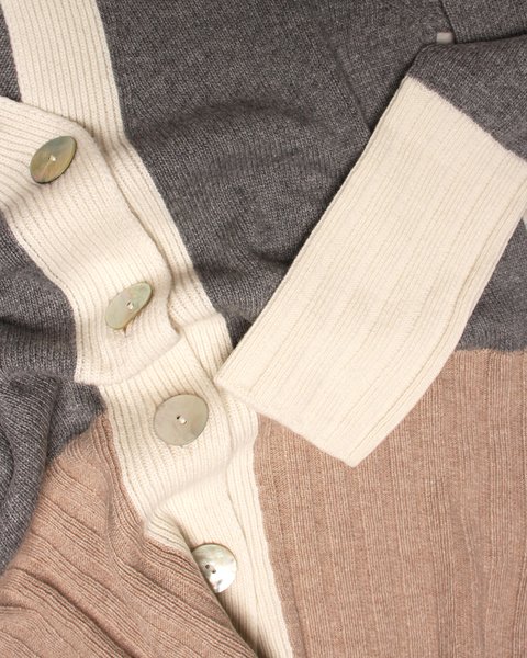Cardigan tricolor in cashmere blend donna