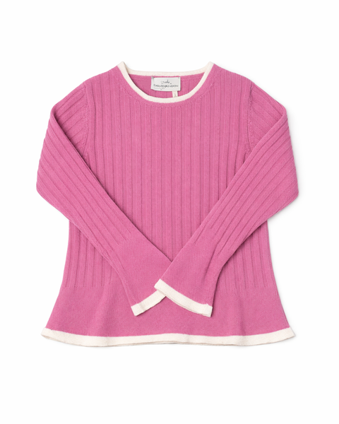 Ribbed cashmere blend women's crew-neck