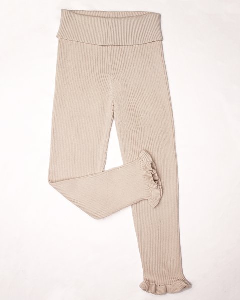 Leggings costina e volant in puro cotone bio bimba