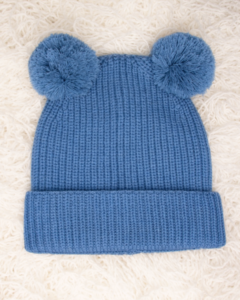 Berretto doppio pon pon pura lana merino