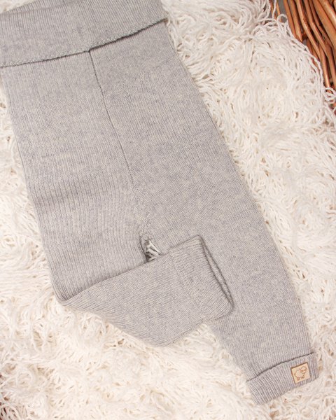 Pantaloni in maglia costina neonati in pura lana merinos