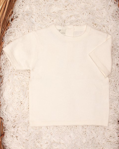 Maglia manica corta  in puro cotone bio neonati - natural basic