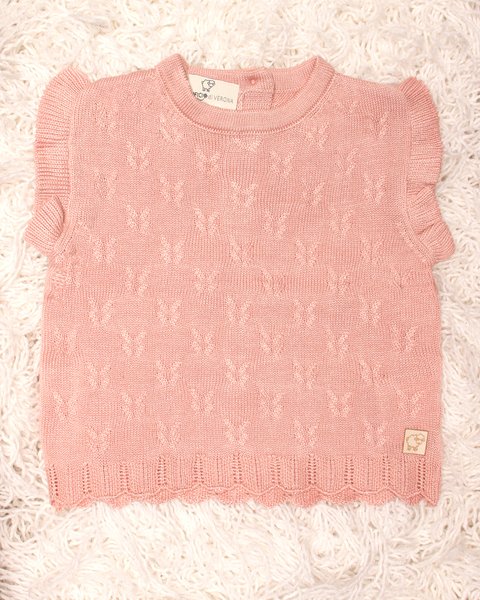 Gilet neonata in bamboo e cotone naturali - aura traforata