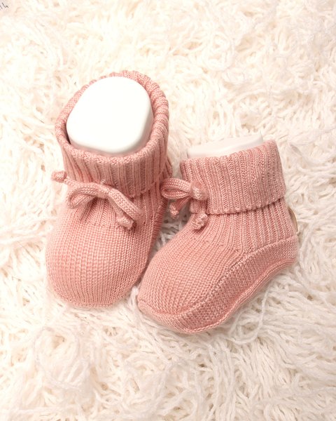 Scarpine neonata in bamboo e cotone naturali - aura traforata