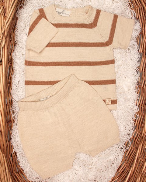 Completo neonati corto in lino e cotone - linum