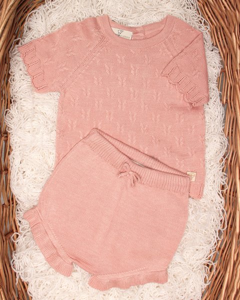 Completino neonata in bamboo e cotone naturali - aura traforata