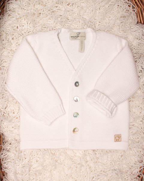 Cardigan neonati scollo v in puro cotone bio