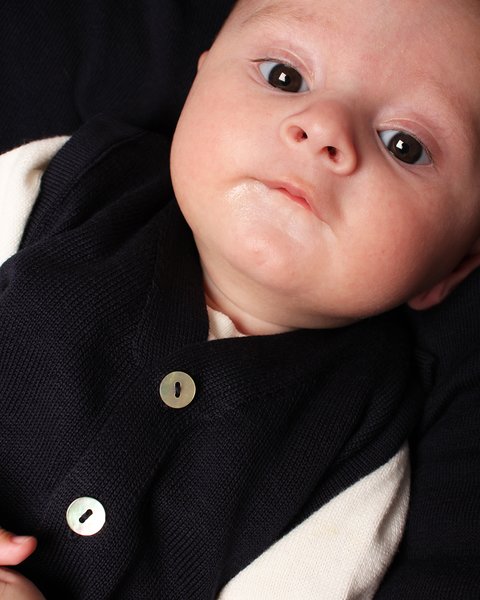 Gilet in maglia neonati aperto in puro cotone bio