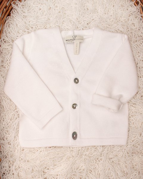 Cardigan basico scollo v puro cotone bio neonati