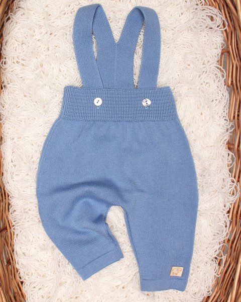 Pantalone lungo bretelle neonati in puro cotone bio