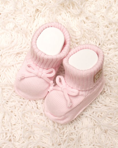 Scarpine fiocco neonate in puro cotone bio