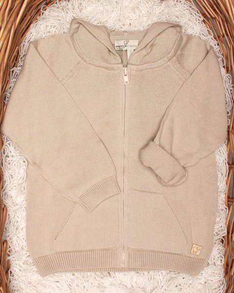 Giacca zip con cappuccio puro cotone bio