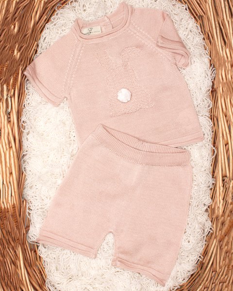 Completo neonati corto in puro eucalipto - little bunny