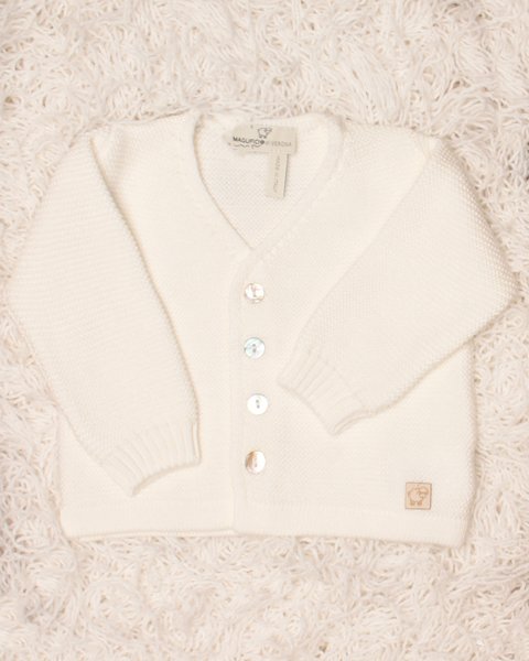 Cardigan neonati scollo v in puro cotone bio