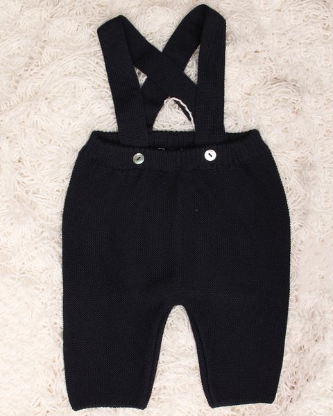 Pantalone bretelle in pura lana merinos