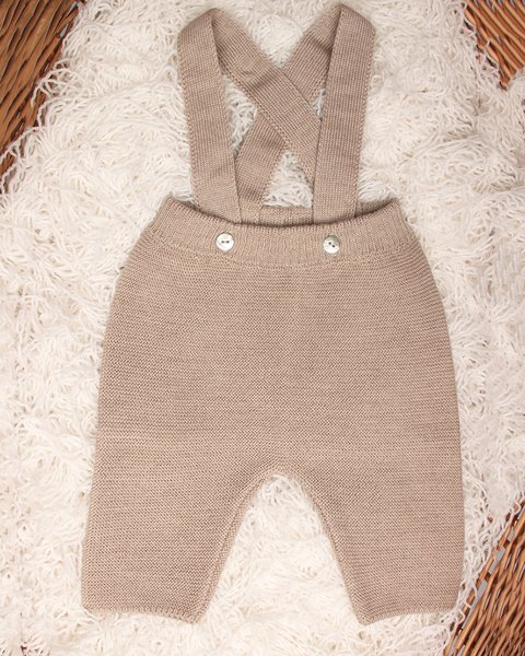 Pantalone bretelle in pura lana merinos