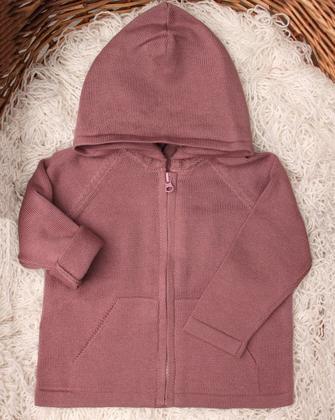 Giacca zip con cappuccio puro cotone bio