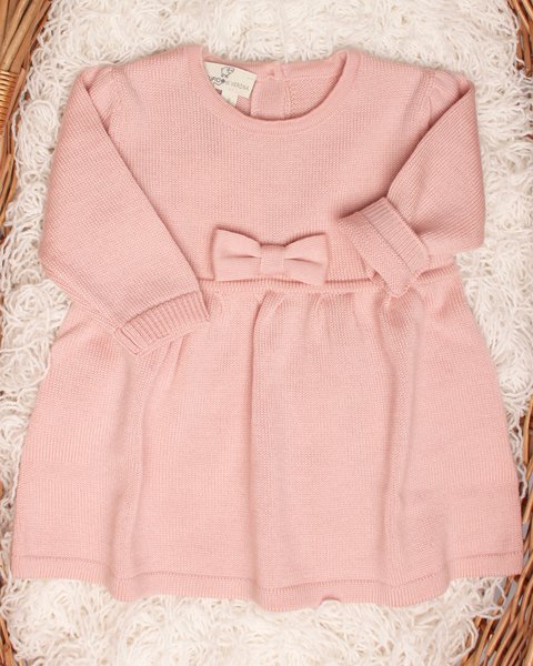 Vestitino fiocco in pura lana merino neonata